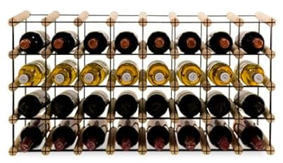 PROREGAL Modulares Weinregal VINOTECA MOD Metal | HxBxT 42,5x82,5x24,5cm | 8x4 Flaschen | Massives Kiefernholz | Natur | Weinhalter Weinständer Flaschenständer Flaschenregal Holzregal