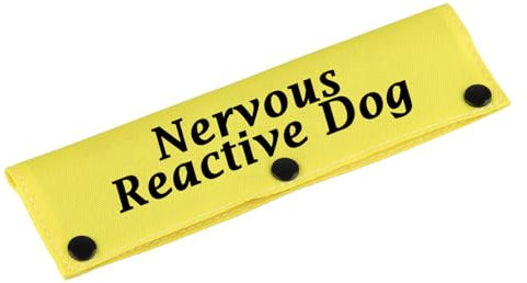 Funny Dog Leash Sleeve Nervous Reactive Dog Dog Leash Wrap Sleeve Alert Tag Pet Birthday Gift (Nervous Reactive-YE Sleeve)