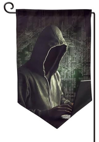 Hacker-Flagge, 30,5 x 45,7 cm, doppelseitig, Gartenflagge, Hausflagge, lustiges Party-Banner zum Aufhängen an der Wand