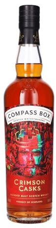 Compass Box Crimson Casks | Blended Malt Scotch Whisky | 46% ABV | 1 x 70cl Bottle | Non-Chill Filtered | Natural Colour | Chocolate, Spice & Fruit Flavours | Whiskymakers of Scotland
