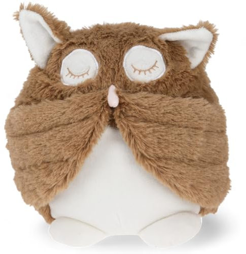 MIJOMA Türstopper Türpuffer Türsack aus Stoff Plüsch, 1kg schwer gefüllt, Lustiges Hingucker-Design für eine stilvolle Dekoration (Schlafende Eule - braun)