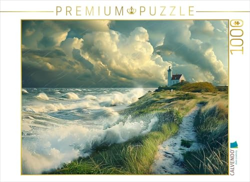 Puzzle · EIN Motiv aus dem Kalender Sturmwarnung an der Küste | Der Leuchtturm steht standhaft: Ein einsamer Wächter gegen die… · 1000 Teile · Lege-Größe 64 × 48 cm · CALVENDO Puzzle