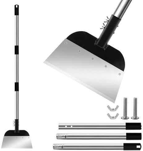 Newthinking Multifunctional Garden Shovel, Garden Cleaning Shovel with Long Handle, Heavy Duty Steel Flat Scraper for Outdoor Lawn Patio Weed Removal
