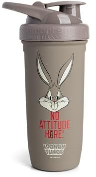 Smartshake Looney Tunes Reforce Stainless Steel Protein Shaker Bottle 900 ml | 30 oz - Leakproof Screw-on Lid - BPA Free – Unisex - Non Insulated - Bugs Bunny Logo