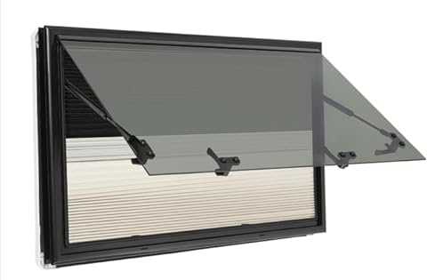 Ausstellfenster Wohnmobilfenster mit Integriertem Rollo und Fliegengitter, Wohnwagen Fenster Seitenfenster Wohnmobil Fenster, RV Externes Push Fenster für Wohnwagen Van Camper (800x500mm)