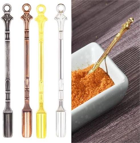 4 Stück Mini Löffel Snuff Schaufel Löffel Spatel Medizin Löffel zum Füllen von Flaschen mit Medizin Dab Salze Kräuter Wachs Öl Sand