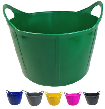 netproshop Vielseitige Flexischale 17 Liter mit Griffen - Robust und Flexibel für Stall, Haushalt usw., Farbe:Dunkelgruen
