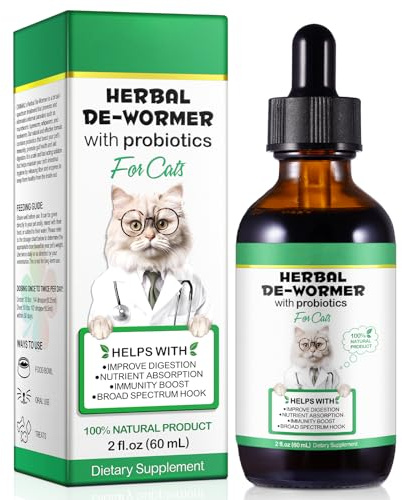 HEXIN Wurmkur Katze 60ml, Kräuterent Entwurmungsmittel Katzen mit Probitika - Verbesserung der Verdauung, Immunitätsschub, Anti-Parasiten, Breitband-Hakenwürmer