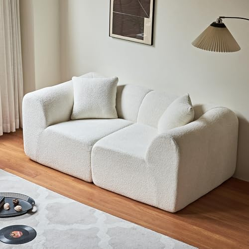 Ligterra Cloud Couch, 2-Sitzer Samt Sofa mit Kissen, Sofa mit Schlaffunktion, Schlafcouch, Boneless Couch für Wohnzimmer, Büro, Apartment – Weiches Kompressionsdesign(Beige)