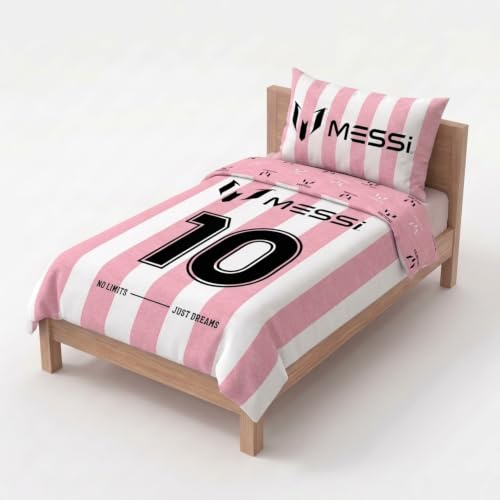 Jay Franco Messi Football Bettwäsche-Set – Superweiche Kinder-Bettwäsche mit Kissenbezug, NUR BETTBEZUG (Füllung Nicht enthalten), Rosa, 2-teilig Einzelbett