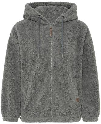 OXMO OXBerina Damen Pullover Teddy-Pullover Kapuzenjacke