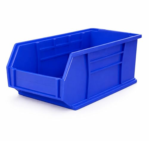 Trimming Shop Open Front Plastic Storage Bin Space-Saving Organisers - Medium Blue Stackable Heavy Duty Storage Box for Workshop, Garage, Warehouse, Retail Store, Office & Home Organisation - 1pc