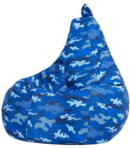 Icon Dalton Camouflage Kinder Sitzsack mit Füllung, Blau | In Deutschland Hergestellt, Gaming Sitzsack, Langlebiger Webstoff, Kinder Sessel für Kinderzimmer und Schlafzimmer