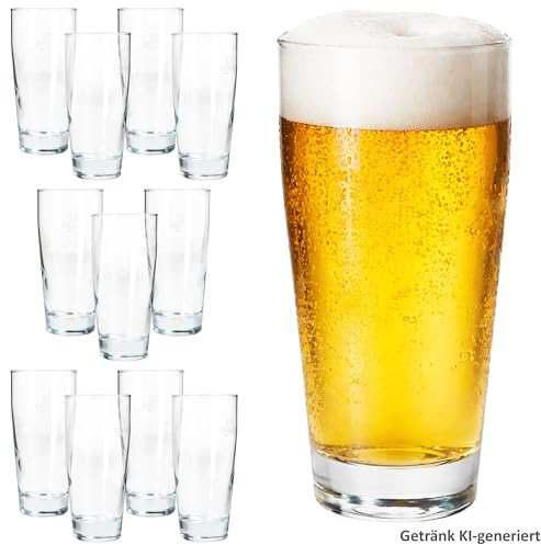 MamboCat 12er Set Willibecher 0,2 L geeicht I Biergläser aus klarem Glas mit Eichstrich I Trinkgläser für Bier, Wasser, Cocktails & Softgetränke ideal für Gastro, Bars & Restaurants