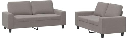 MOBCANT 2-TLG. Sofagarnitur & Couchgarnitur Taupe Stoff Eckcouch mit Wohnzimmer, Büro, Apartment (154 x 77 x 80 cm)