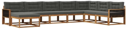 vidaXL Outdoor-Sofagarnitur mit Kissen 8 pcs Natur und Anthrazit, Moderne Outdoor-Sofa-Ecke, robuste Gartenmöbel, Akazienholz Sitzgruppe, stylische Lounge im Garten
