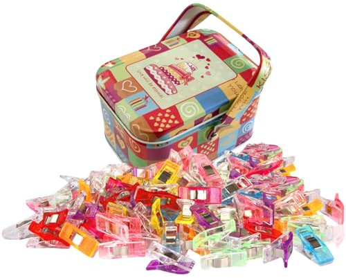 Sewing Clips and Quilting Clips,Fabric,Craft Clips with Tin Box Package,Pack of 100