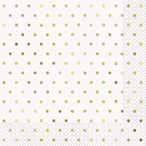 Punktmuster-Papierservietten - 16,5 cm - elegantes Goldfoliendesign - Packung mit 16 Stück