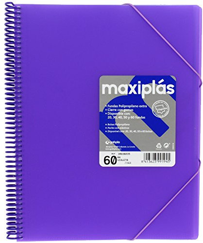 Grafoplas Lot de 60 pochettes transparentes à spirales en PVC Ouverture à 360° Avec enveloppes transparentes Format A4