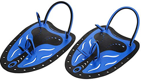 Alomejor Tauchen Hand Flossen Arbeitsersparnis Beweglichkeit Strapless Hand Paddle Diving Tauchen Ausrüstung(L-Blau)