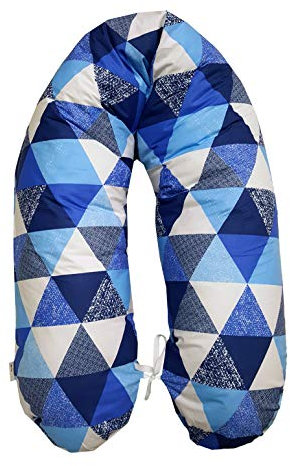 Emi&Sam Stillkissen 170cm Bezug Füllung FillBall EPS Lagerungkissen Stillkissenbezug ((FillBall inkl. Bezug) 14. Dreieck Blau)