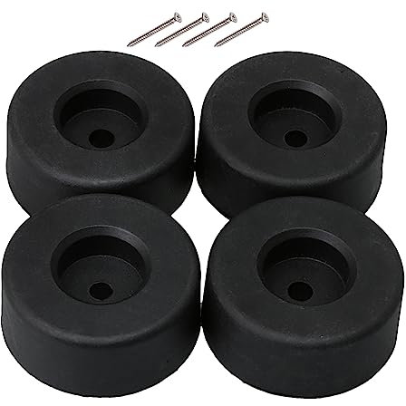 BQLZR Lot de 4 Pieds de Meubles Ronds en Plastique Noir - 45 mm de Diamètre, 18 mm et 6 mm