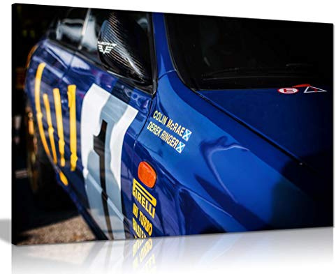 Panther Print Subaru Impreza Wrc Blue Canvas Wall Art Picture Print (24x16)