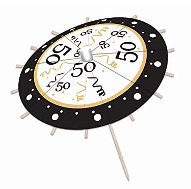 Black & Gold 50th Birthday Drink Umbrellas, One Size (1 Pc.) - Elegant Design, Perfect Accessory for Food & Drinks, Milestone Party, Festive Occasions, & More