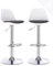 KAYELLES Lot de 2 tabourets de Bar Design Coussin Simili Cuir rembourré, Repose Pieds, réglable en Hauteur et pivotant 360° Pied Chrome SIG (Blanc - Noir)