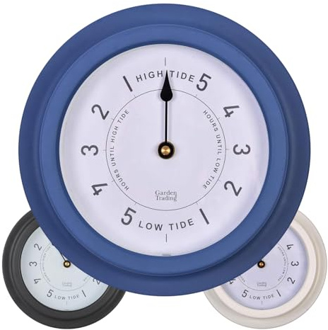 CKB LTD Traditional Nautical Tide Clock Weather Resistant - Indoor and Outdoor - Battery Powered - Ideal Decor For Seaside Home or Caravan 22.7cm Steel (Lulworth Blue)
