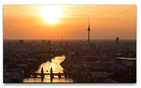 Paul Sinus Art Bilder XXL Berlin Sonnenuntergang 120x70cm Wandbild auf Leinwand