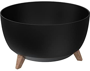 botle Maceta Grande con Patas de Plástico, Jardinera Cuenco Redondo con Inserto, Color Negro, 470 mm