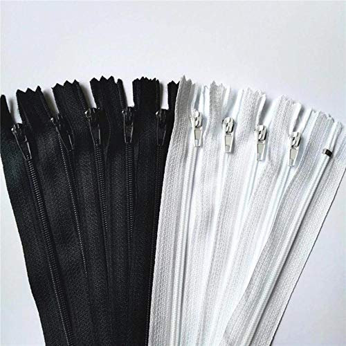 20pcs 3# (12-24 Zoll) 30-60CM geschlossener Nylon-Spiralreißverschluss Schneider-Nähprozess 20-farbig-schwarz und weiß, 45cm 20pcs