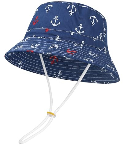 MASOCIO Chapeau Soleil Bebe Enfant Garcon Bob Bébé Garçon Chapeau Ete Réglable Taille 54 Âge 2 3 4 5 6 Ans Bleu Marin