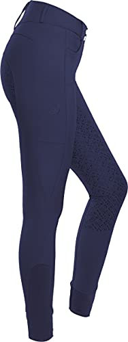RIDERS CHOICE High Waist Vollbesatzreithose, Damen Reithose mit Silikonvollbesatz und Handytasche - RidersDeal Collection für Reiter, Navy, Gr. 34