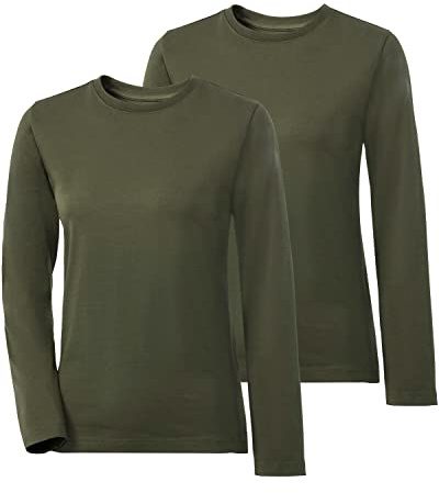 Parforce Damen Langarmshirts im Doppelpack | Die unifarbenen Langarmshirts werden im praktischen Doppelpack geliefert. Schlichtes Design mit Rundhalsausschnitt.