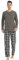 YUSHOW Pyjama Homme Long Hiver Henley T-Shirt à Long Manche Ultra Doux Bas de Pyjama Carreaux avec Poches Vêtements de Détente en Polaire, Gris Foncé+Gris Noir À Carreaux, XL