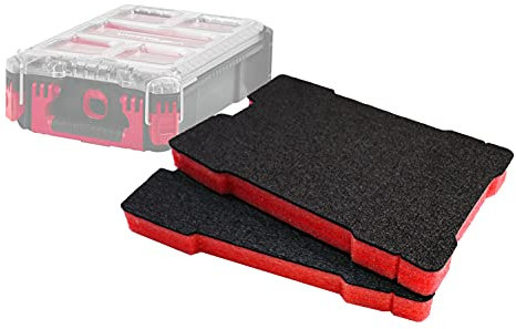 Shadow Foam Packout Compact Organiser Inserts – Perfect Fit for Milwaukee Packout Compact Organiser [Red 30mm Twin Pack] Easy Peel Foam for Milwaukee Packout System