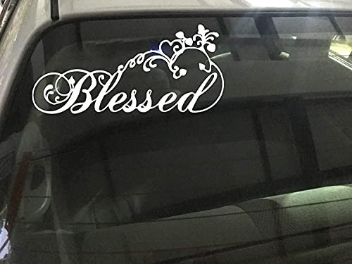 myrockshirt Blumenranke 20cm mit Blessed gesegnet Aufkleber Autoaufkleber Sticker Laptop Scheibe Wand Profi Qualität