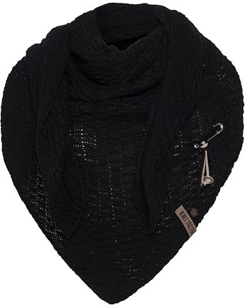 KNIT FACTORY - Dreiecksschal Jaida - Damen Strickschal mit Wolle - Hochwertige Qualität - XXL Schal - 190 x 85 cm - Schwarz