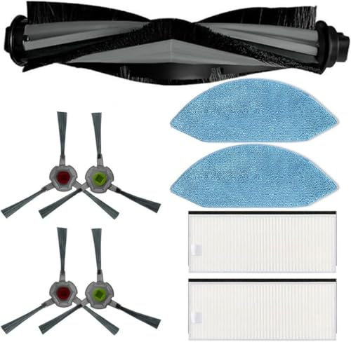 Fantisi Ersatz-Zubehör für Ecovacs Deebot OZMO U2 U2 Pro Staubsaugerroboter, Ersatzteil, 1 Hauptbürste + 2 Mops + 4 Seitenbürste + 2 Hepa-Filter