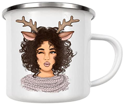 artboxONE Emaille Tasse Oh My Deer von Tanya Kart - Emaille Becher Fashion
