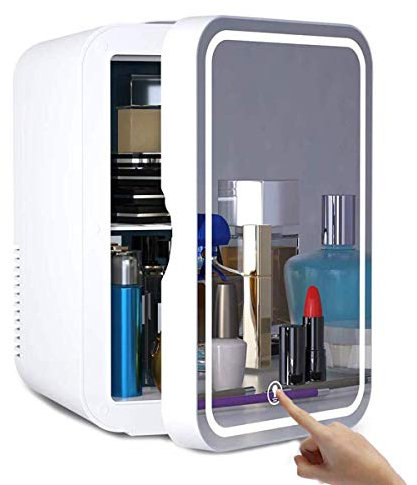 HMTE mini fridge,Mini Makeup Beauty Fridge, 8L Portable Cosmetic Refrigerator, Makeup Mirror Skincare Fridge with LED Ligh
