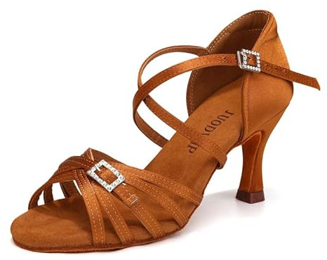JUODVMP Scarpe da Ballo Latino Americano Donna Salsa Tango Pratica Scarpe da Ballo Ragazze Modello EM518-5