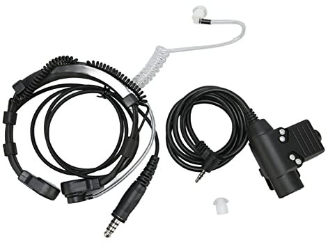 Auricolare Laringofono per il Controllo della Gola Con Cancellazione del Rumore, Tubo Dell'aria Ad Alta Sensibilità per Walkie-talkie Con Microfono Plug