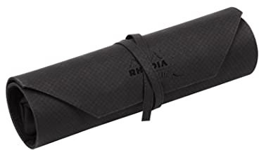 Rhodia 116192C - Mappe / Rollmäppchen für Kunstmaterialien & Stifte, 45x30 cm, aus bedrucktem Leinen, mit Unterteilte Tasche für Kunstutensilien mit Schutzklappe, Riemenverschluss, Schwarz, 1 Stück