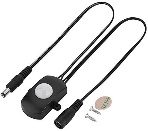 PIR Infrarot Bewegungsmelder Detector Schalter, 5A DC 6-24 V LED-Streifen Automatischer Sensorschalter Nachtlicht Streifen Bewegungssensor Schalter (Schwarz)