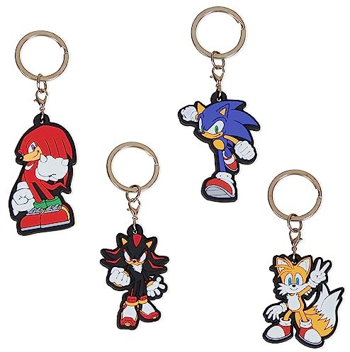 SONIC THE HEDGEHOG Schlüsselanhänger-Set 4er Schlüsselanhänger Keychain Geschenk Kinder Mitgebsel Geschenk-Set