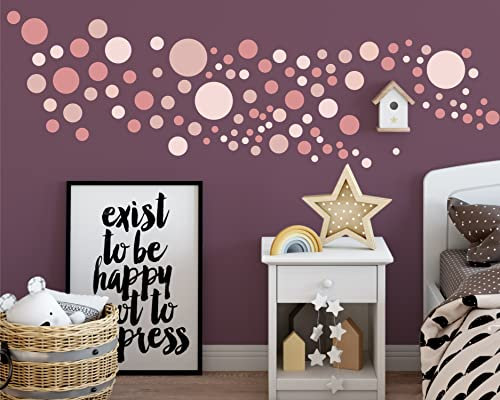 Sunnywall® 130 bunte Wandtattoo Kreise als Sticker Set für Baby- & Kinderzimmer - Punkt-Dots als Klebepunkte in verschiedenen Farben - Wandaufkleber für eine individuelle Wandgestaltung Altrosa