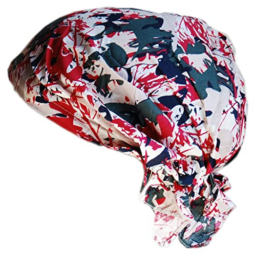 Cool4 Sommer Kopftuch Strand Bandana Meer Beanie Sonne Sonnenschutz Mütze Chemo Cap A04 (Natur abstrakt rot Oliv Gemustert)